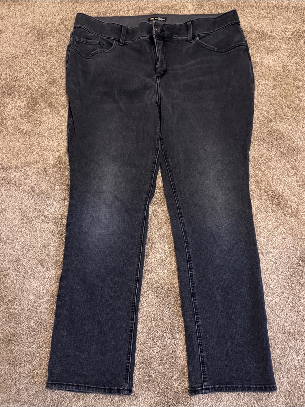 Lee Jeans Womens 20W Black Denim Slim Fit Straight Leg Mid Rise Pockets